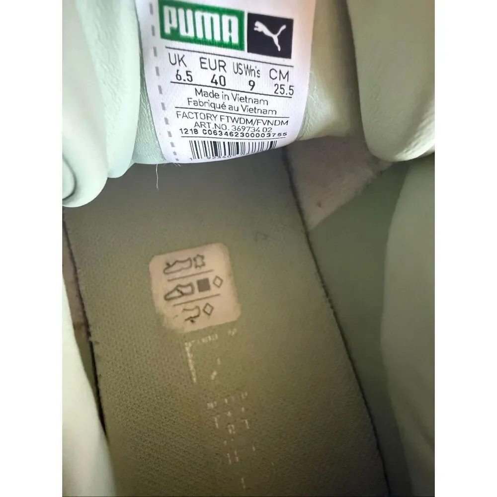 PUMA Women's Cali Emboss Leather Street Sneakers Shoes Smoke Green Size 9